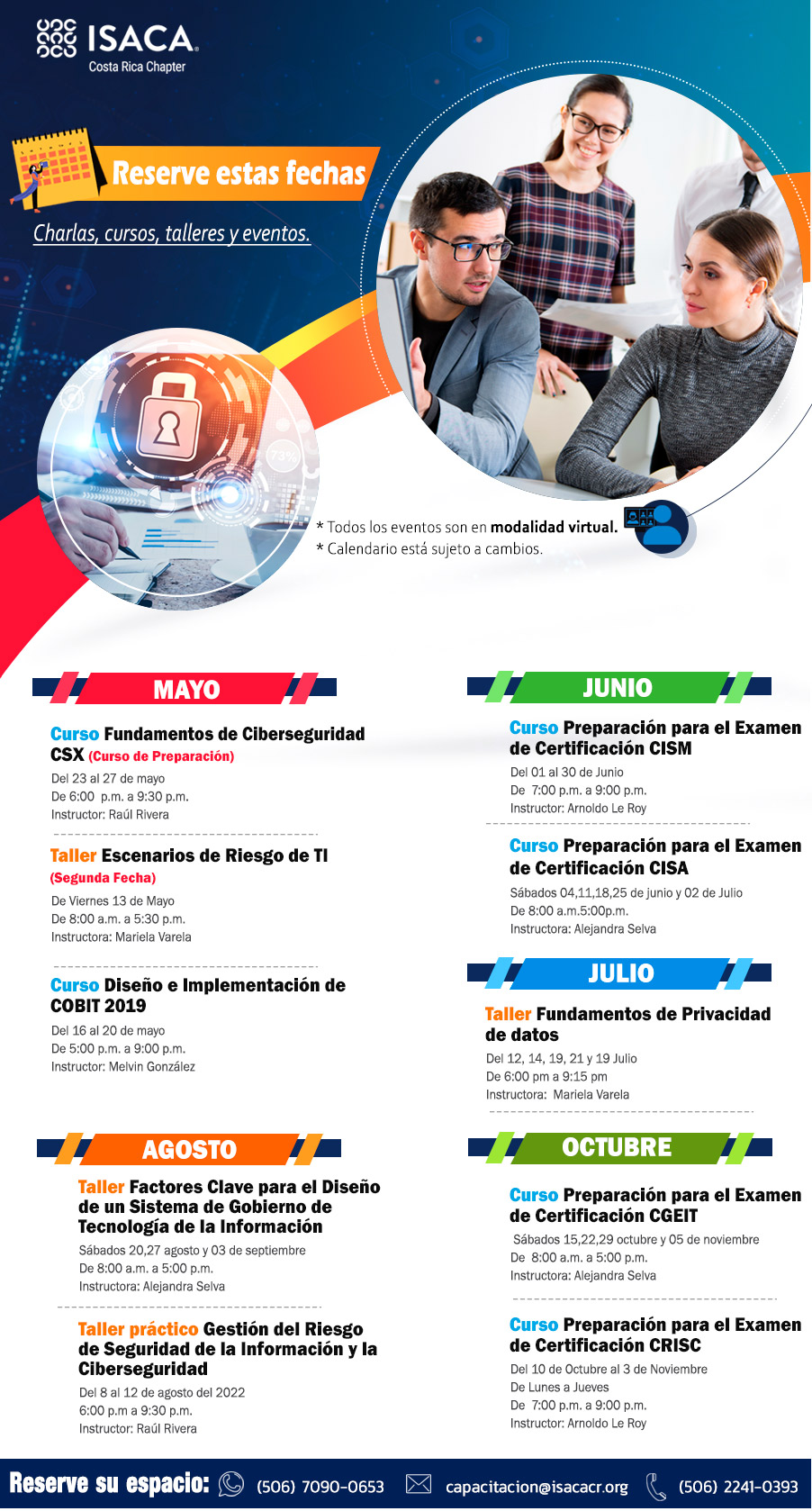 Reserva estas fechas en su agenda - Charlas, cursos, talleres y Eventos de ISACA 2021 