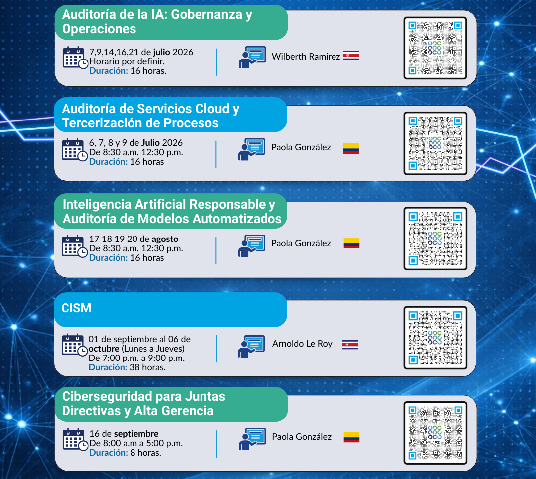 Reserva estas fechas en su agenda - Charlas, cursos, talleres y Eventos de ISACA 2026
