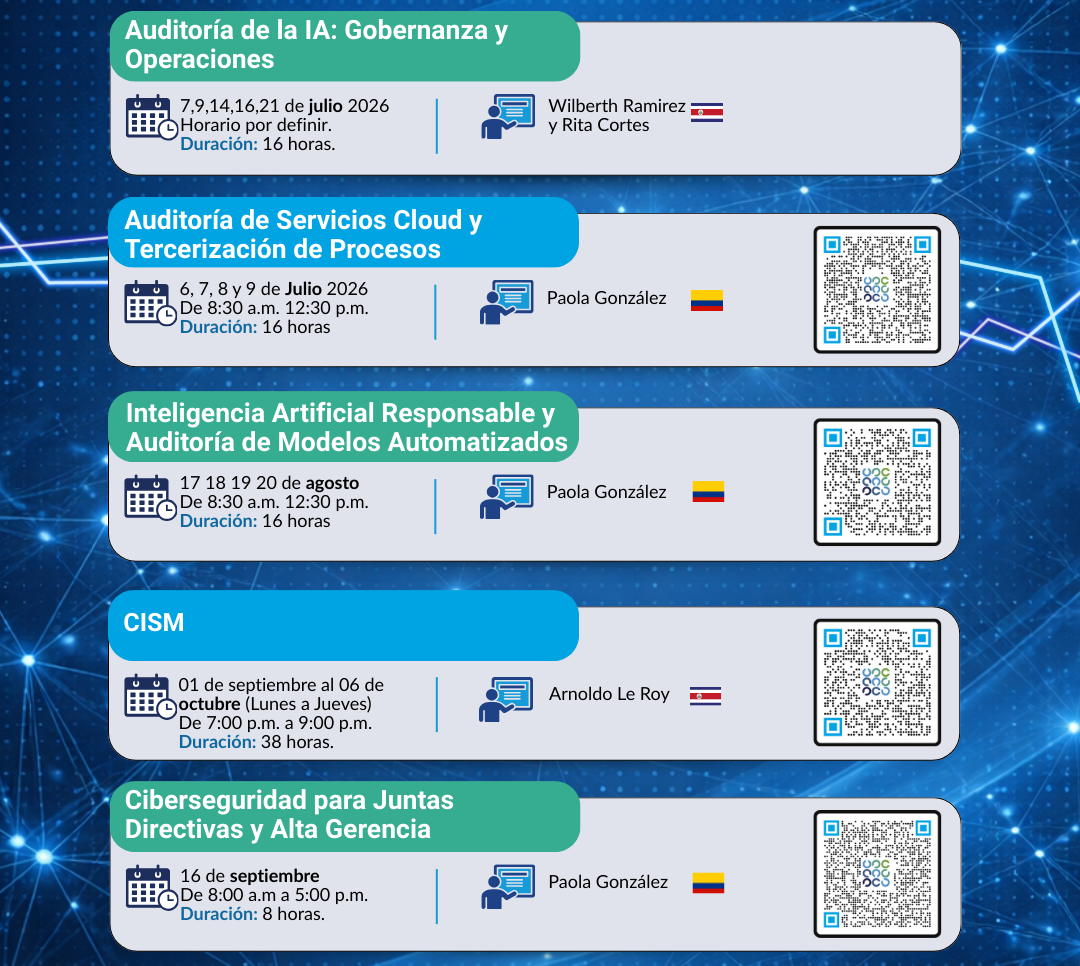 Reserva estas fechas en su agenda - Charlas, cursos, talleres y Eventos de ISACA 2026 