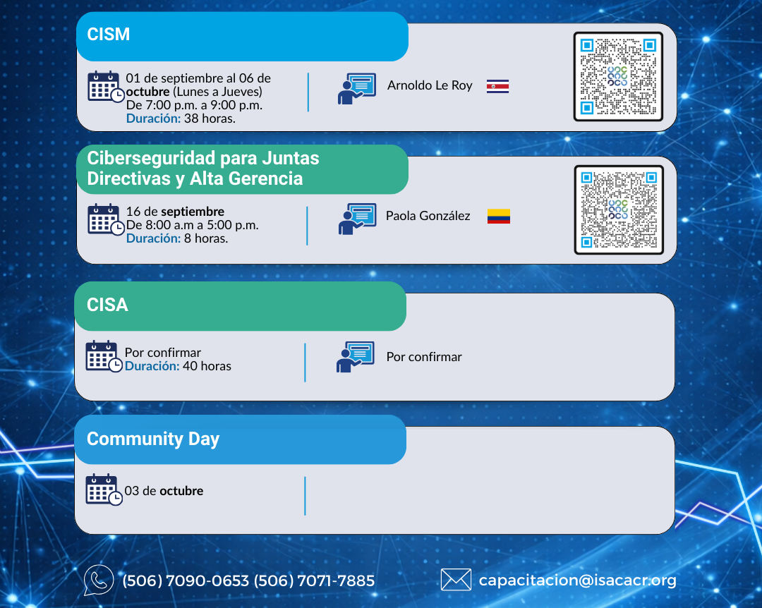 Reserva estas fechas en su agenda - Charlas, cursos, talleres y Eventos de ISACA 2026