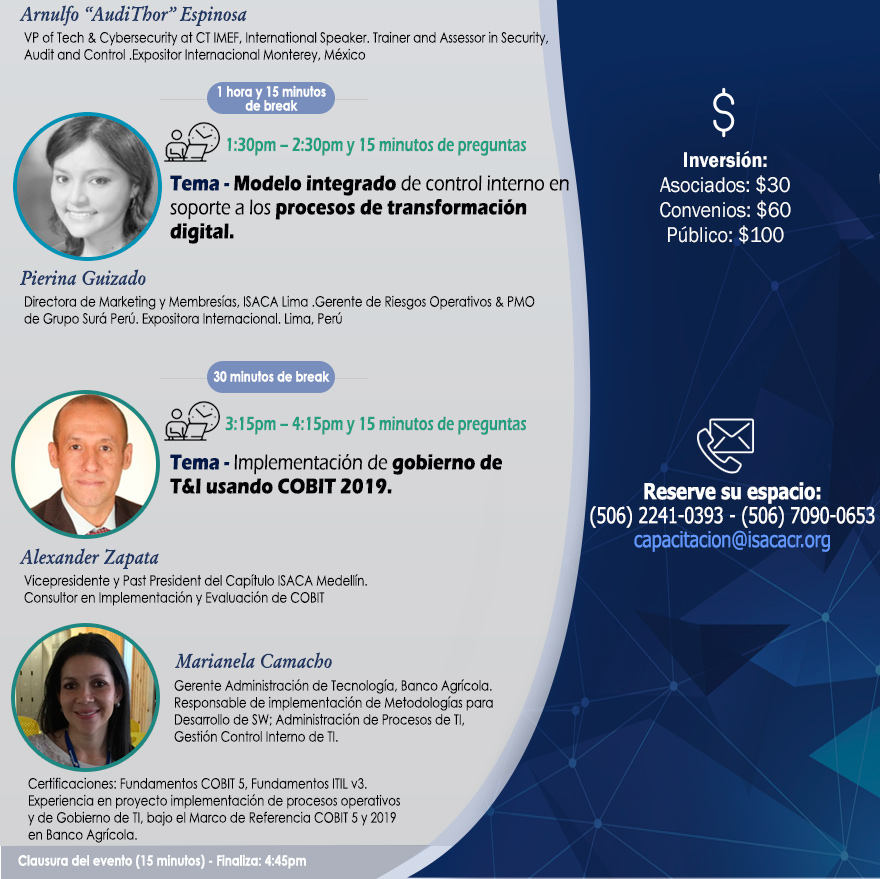 INSCRIBASE A LA JORNADA DE AUDITORIA Y GOBERNABILIDAD - ISA CA COST ARIC
