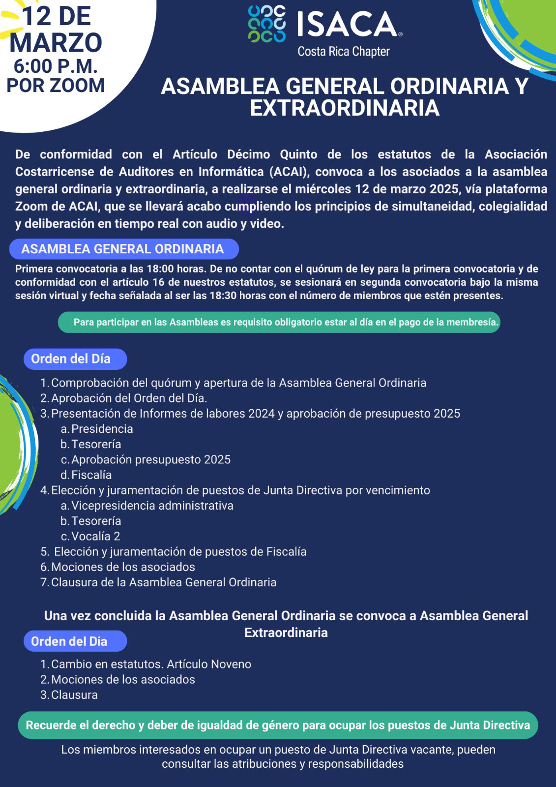 ASAMBLEA GENERAL ORDINARIA Y EXTRAORDINARIA - ISACA 2025