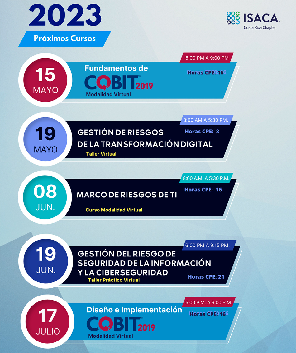 CALENDARIO DE CURSOS ISACA 2023  - ISACA COSTA RICA